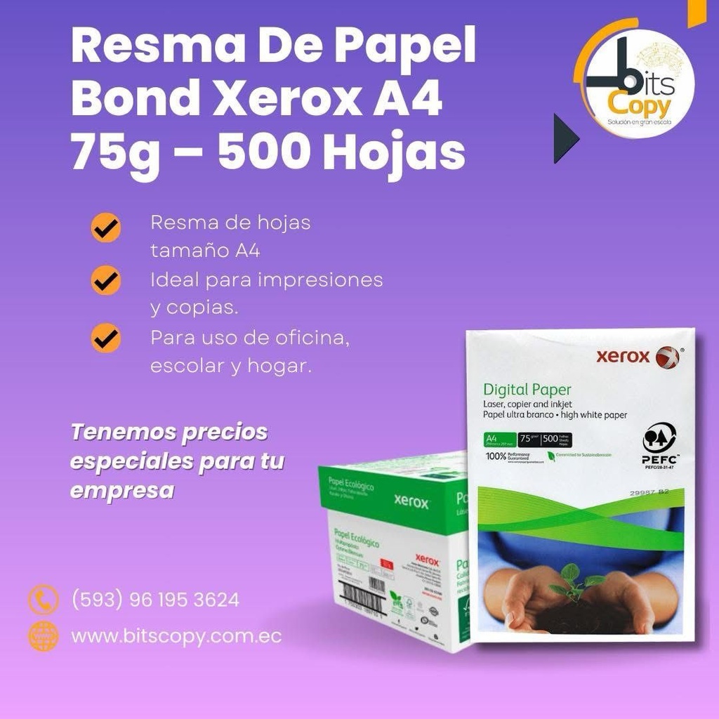 Resma Bond 75 gr. Xerox A4